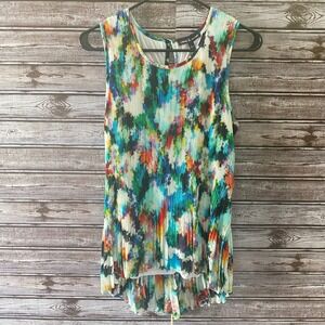 Cable & Gauge Women's Sleeveless Blouse Top Size L Multicolor Pleated NWT